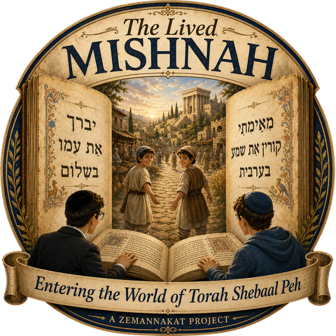 The Lived Mishnah seal — learners at the gateway of the Mishnah's world
